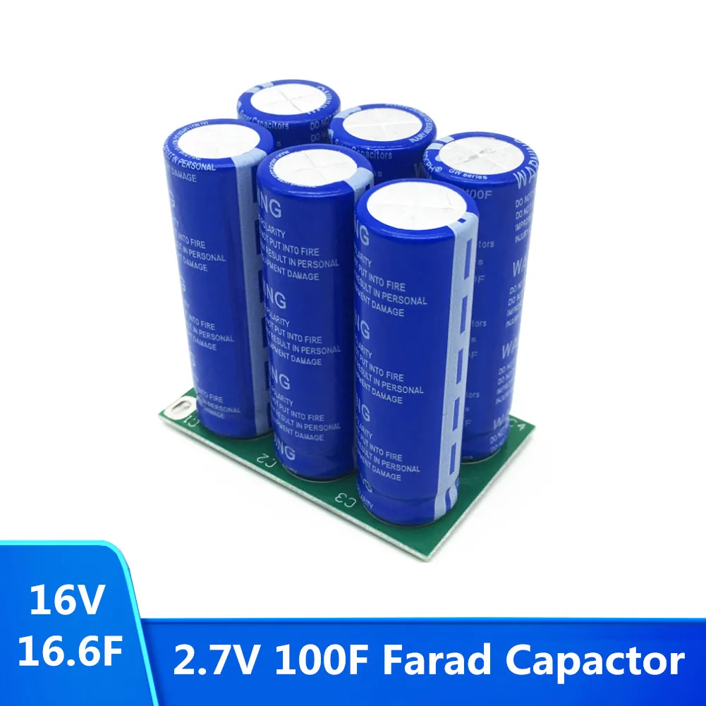

6PCS/1Set 2.7V 100F Single/Double Row Farad Capacitor Super Capacitor 16V 16.6F Automotive Super Farad Capacitor Module