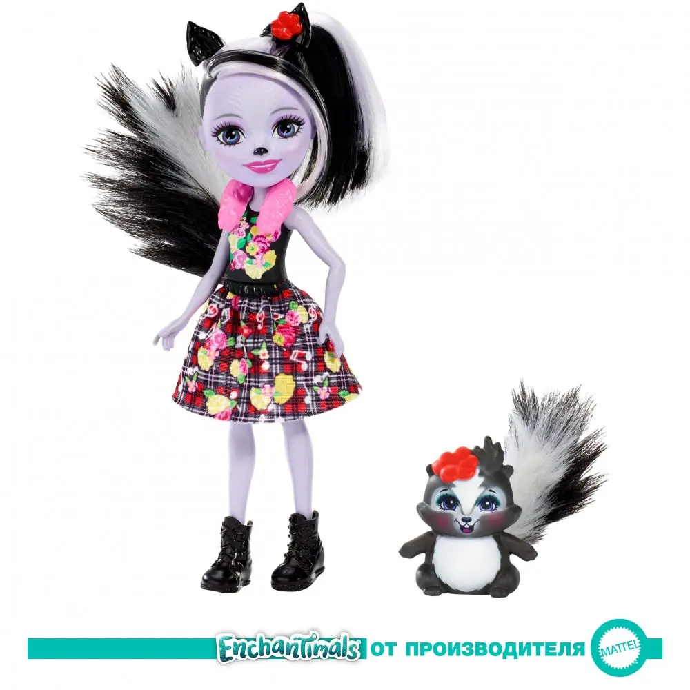  Кукла Enchantimals базовая с питомцем Сэйдж Скунси и Кейпер FXM72 