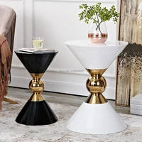 luxurious style living room side tables gold tea table sofa end table white and black side coffee table