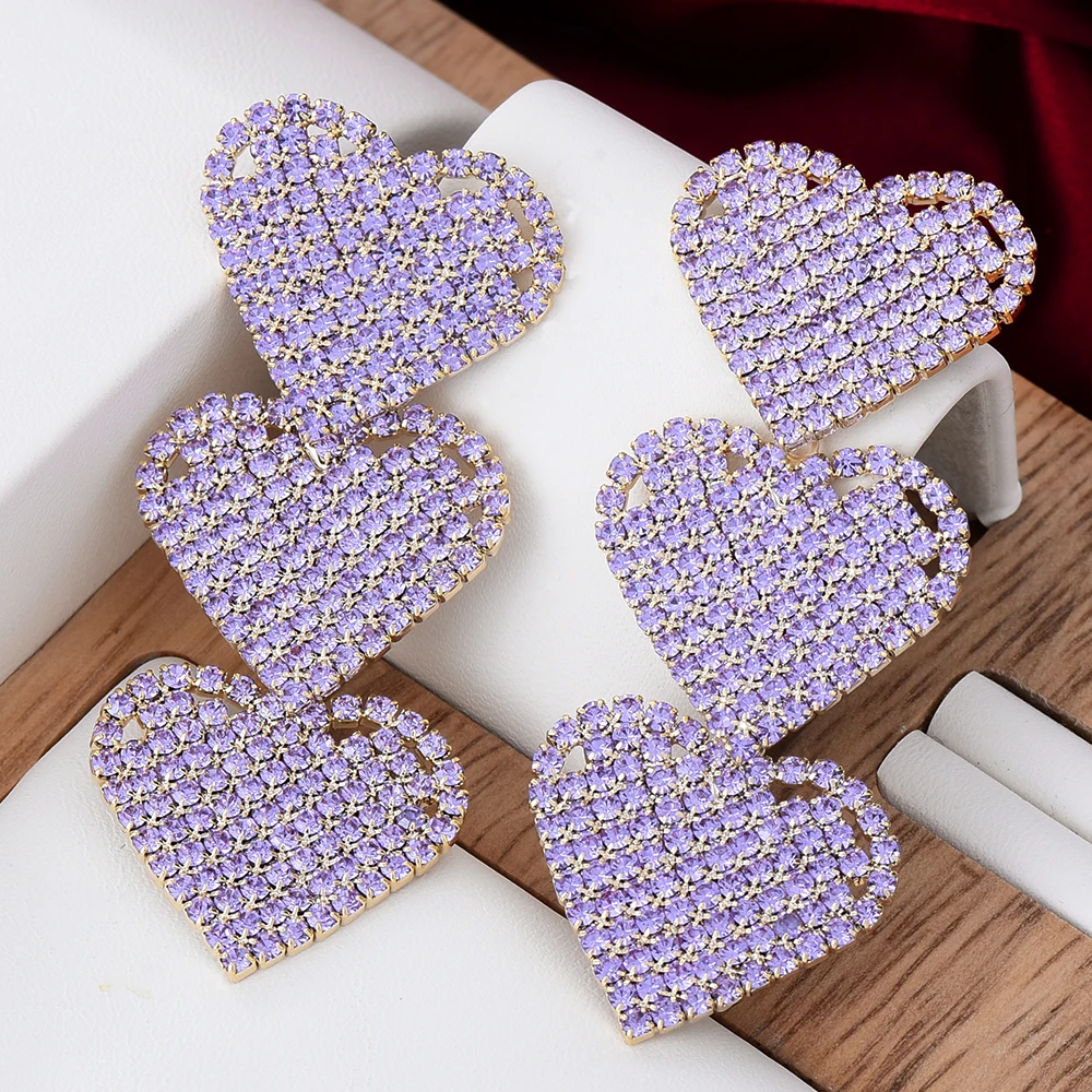 

Siscathy Fashion Romantic Heart Drop Earrings For Women Trend Top Quality Crystal Zircon Hanging Earring Party Jewelry Accessory