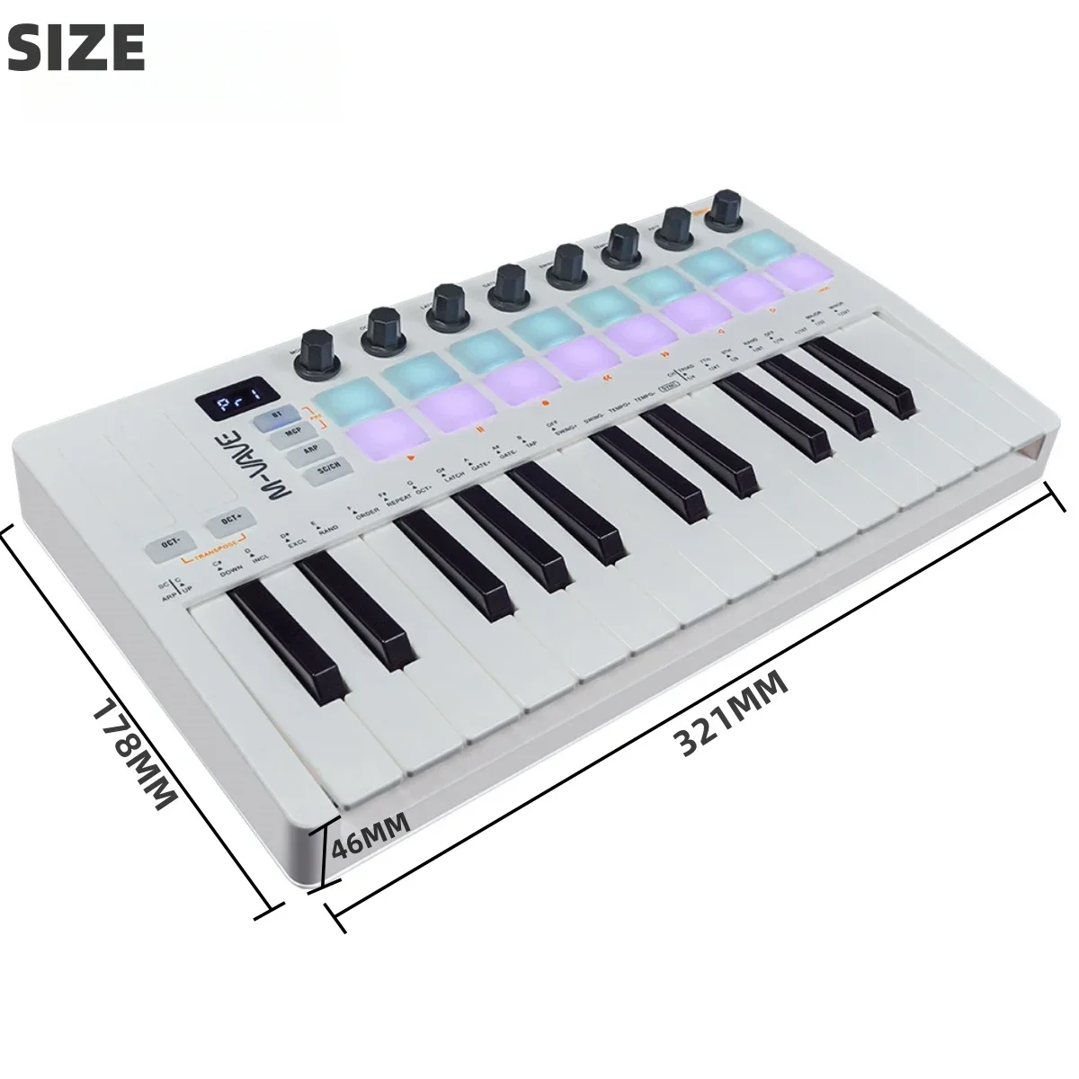 M-VAVE II MIDI Pad контроллер клавиатура USB Mini 25 клавиш 16 RGB барабанные колодки 8 ручек с