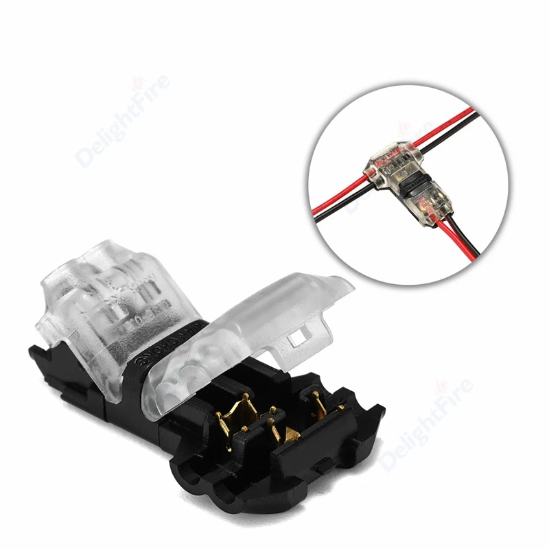 

5pcs 2 Pin Compact Wire Terminal T Type Quick Spring Wire Connectors 3 Way Connector For Terminals Crimp Electrical Car Audio