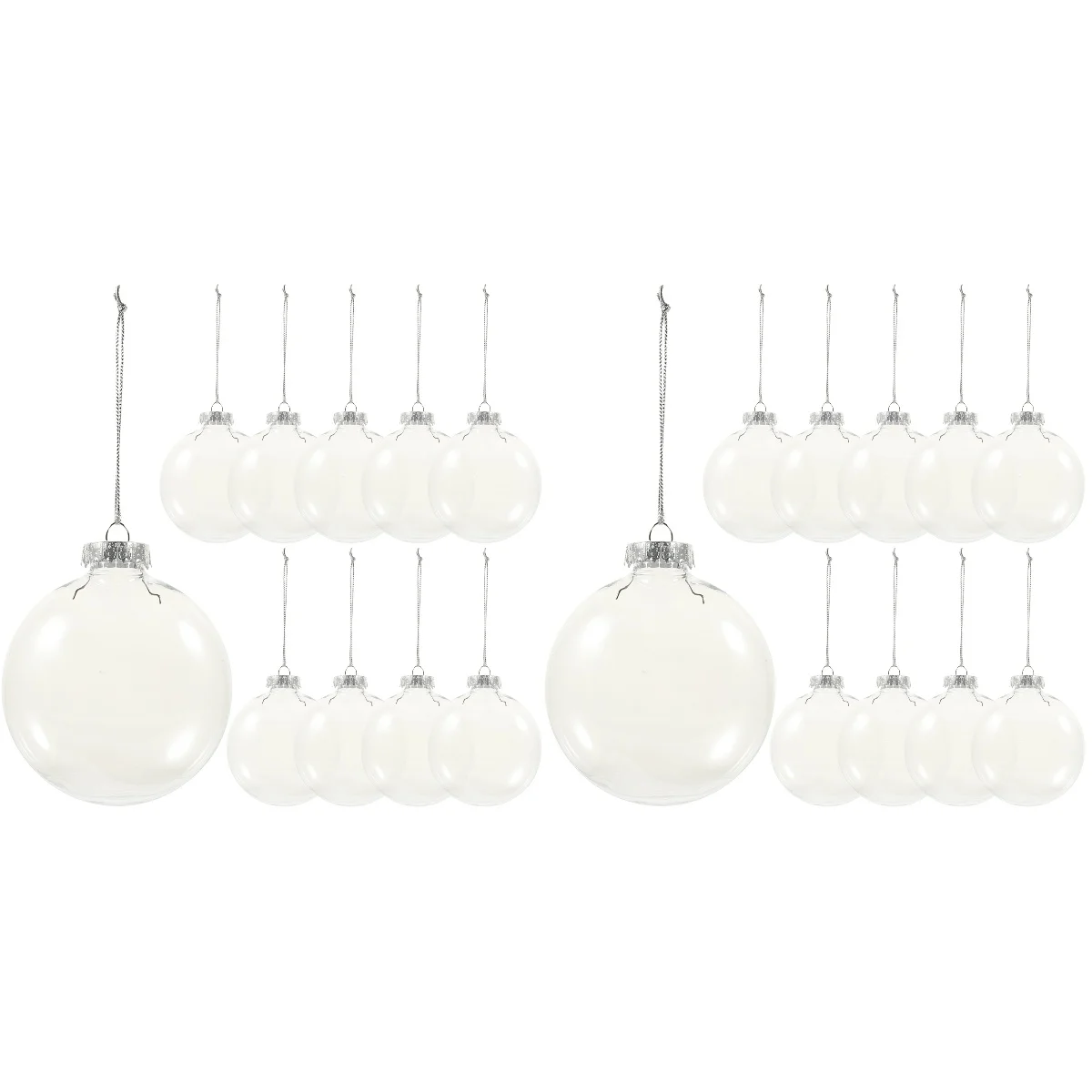 

20 Pcs 6cm Christmas Flat Balls Decor Fillable Sphere Ornament Pet Plastic Clear
