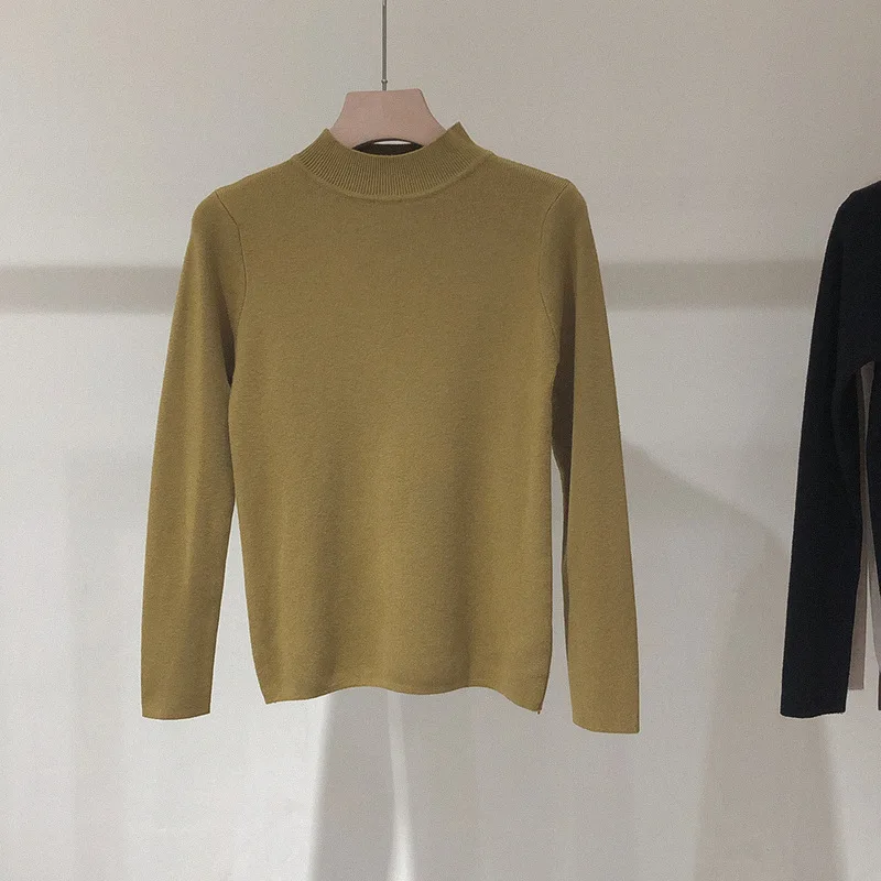 

Женский свитер, новая осенне-зимняя блузка с длинными рукавами и узким низом, свитер с высоким воротником