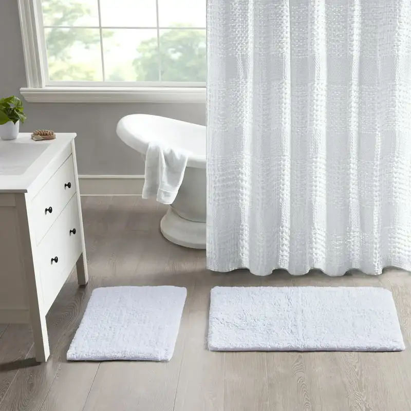 

100% Cotton Solid Tufted 2 Piece Bath Rug Set, White Acessórios para casa Barhroom accessories Soap holder Toothpaste squeezer