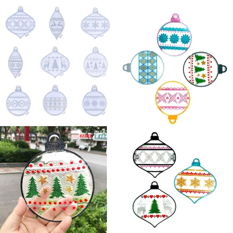 

Christmas Pendant Drop Glue Mold Diy Round Christmas Tree Decoration Pendant Light Bulb Keychain Silicone Mold for Gift T8DE