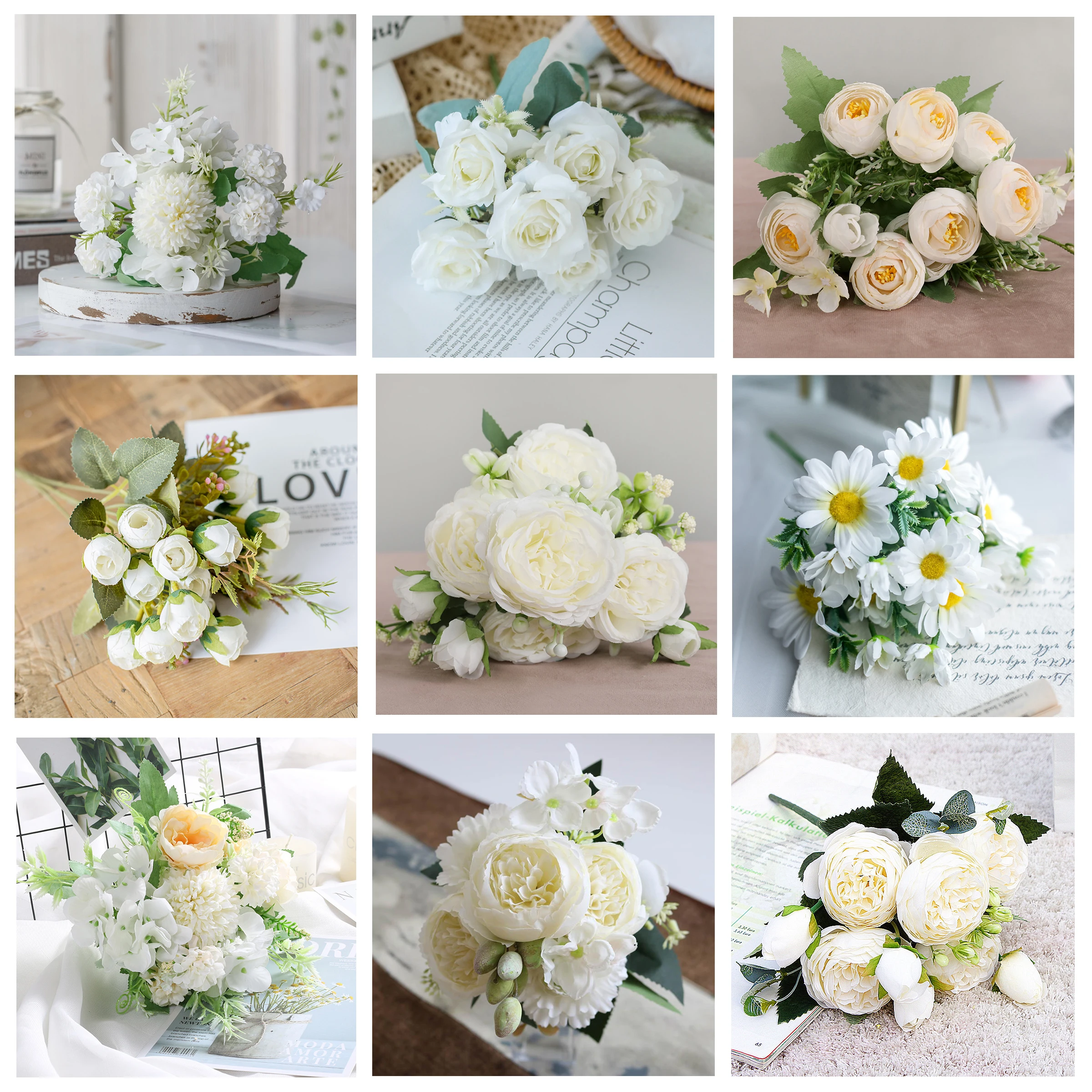 1 букет Искусственные цветы пиона чайной розы Осень шелковые искусственные набор