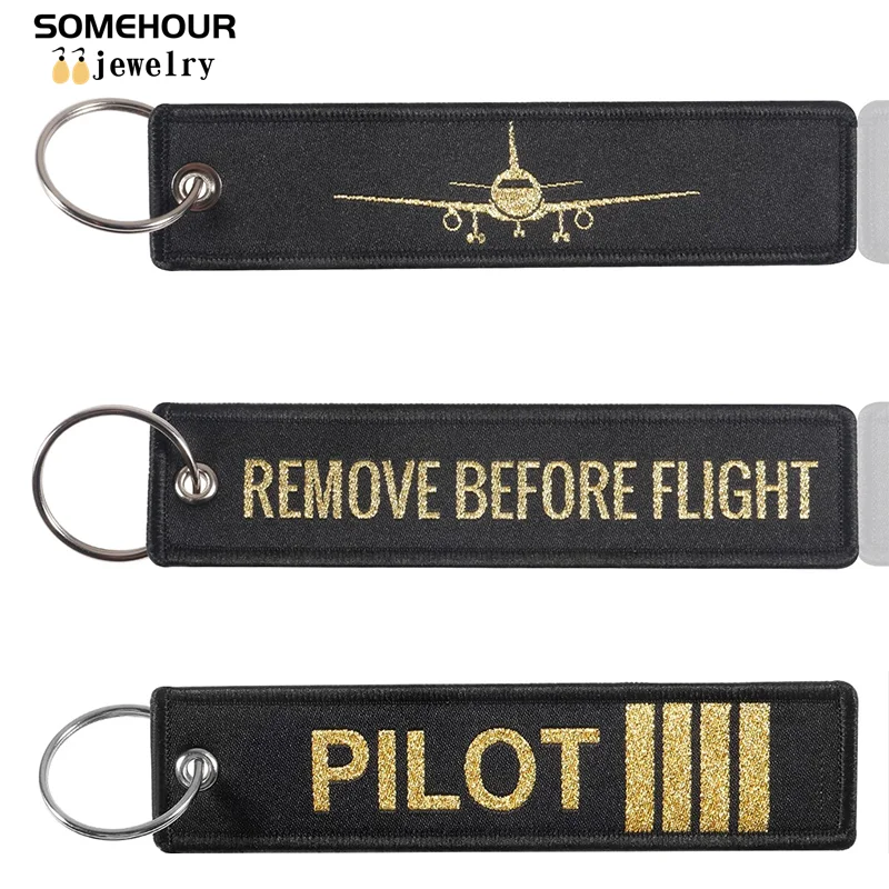SOMEHOUR-Llavero de lanzamiento de Pliot, etiquetas colgantes bordadas de tripulación, bolsa de coche, motocicletas, regalos de aviación