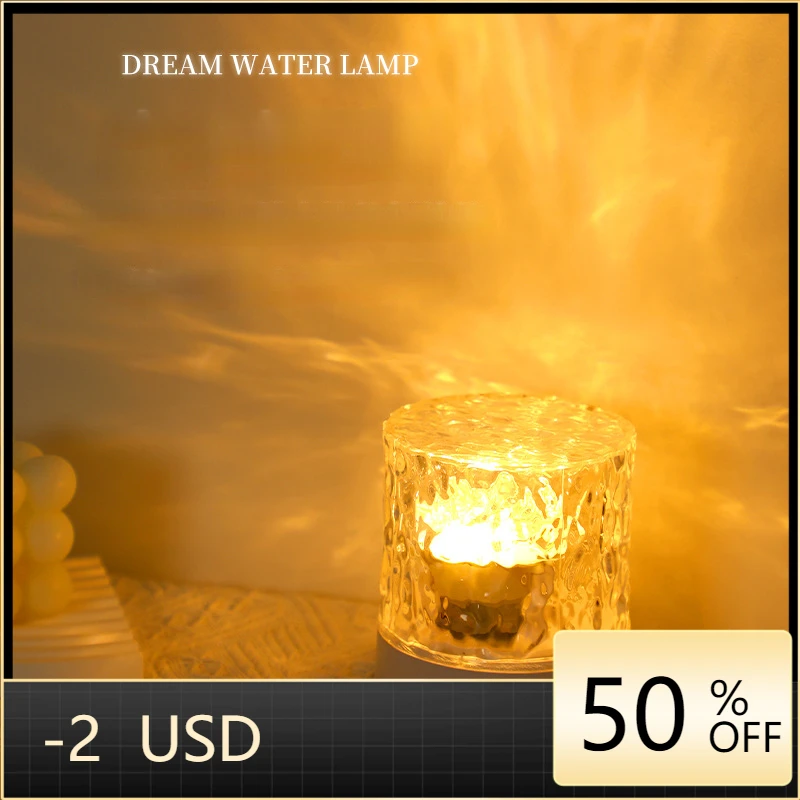 

Хрустальная лампа в виде Пульсации воды, проектор, ночник, украшение для дома, спальни, эстетическая атмосфера, праздничный подарок, светильник на закат