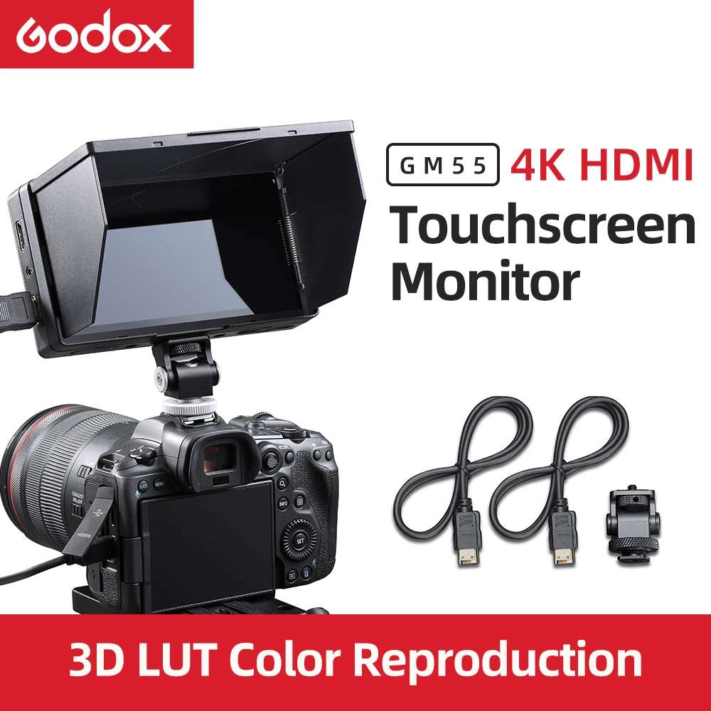 

Godox GM55 4K монитор 5,5 дюймов на камере DSLR 3D LUT сенсорный экран IPS FHD 1920x1080 видео 4K HDMI полевой монитор Dslr