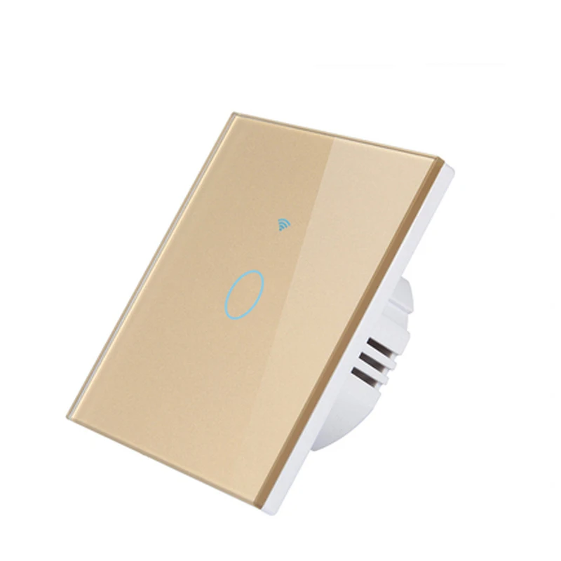 

EU UK 1 Gang Gold Glass Panel WiFi Controlled Light Wireless Switch