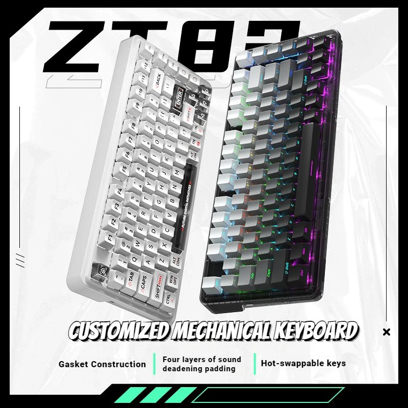 Механическая клавиатура ZT82 Игровая под заказ 82 клавиши трехрежимная с RGB
