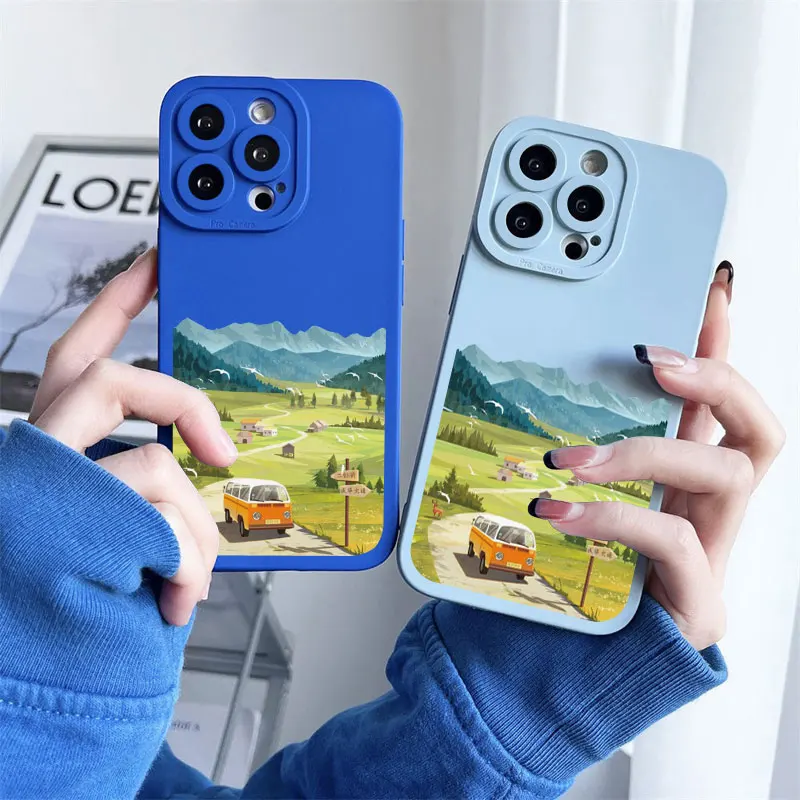 

Spring Scenery Phone Case For iPhone 14 12 11 13 Pro Max Silicone Soft For iPhone X XS XR 8 7 14 Plus SE 2020 Protective shells