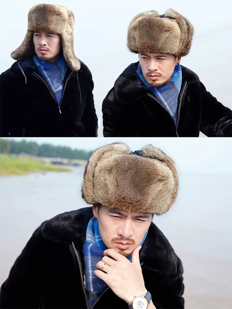 Горячая Распродажа Мужская Уличная теплая Защитная шапка для ушей Черная зимняя