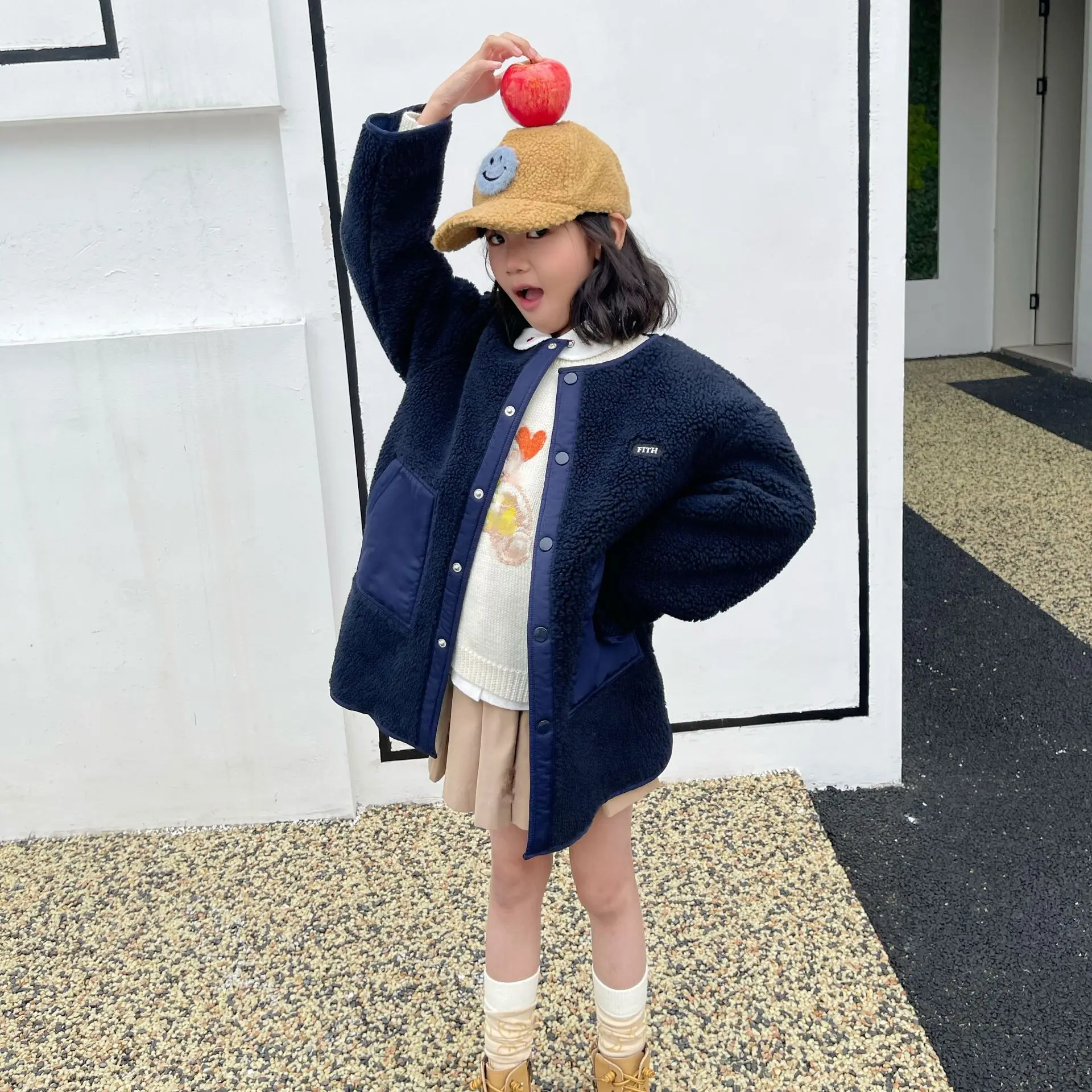 

Dark Blue Lamb Coat For Boys And Girls LAB CICI