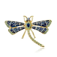 tulx blue enamel dragonfly brooches for women and men metal rhinestone insects weddings banquet party brooch pins gifts