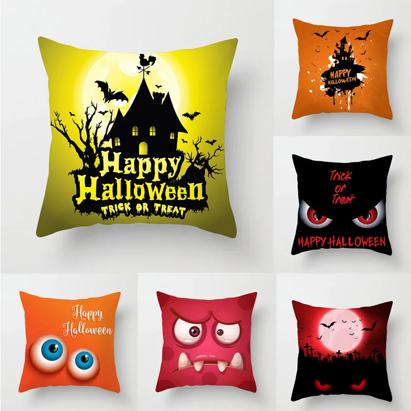 

Home Decor Halloween Trick or Treat Pillowcase Halloween Pumpkin Devil Creative Print Pillowcase 45x45cm funda de almohada