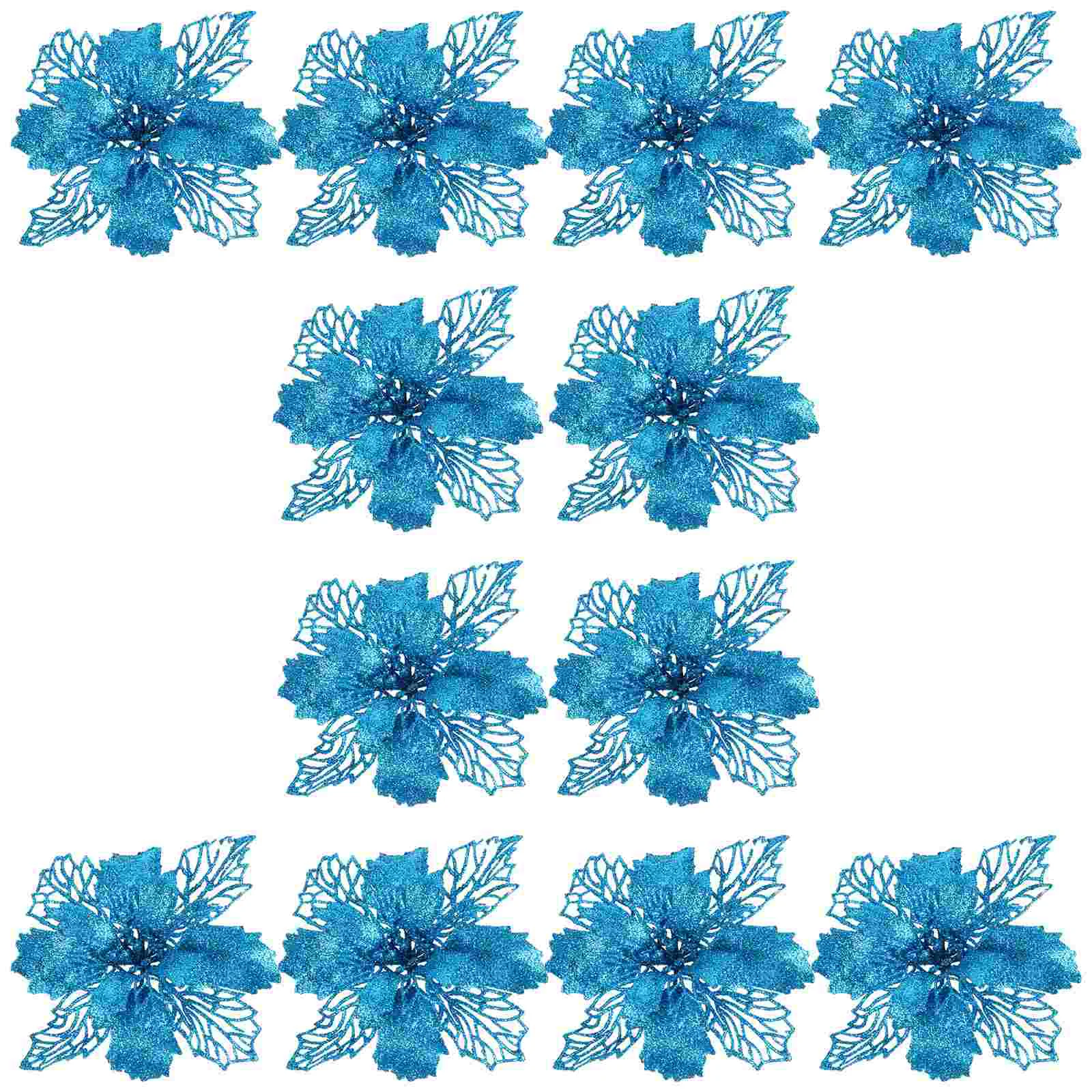 

Flash Christmas Hollow Flower Decorations Shiny Xmas Poinsettia Fake