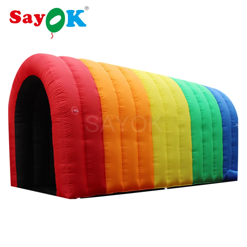 

Inflatable Rainbow Tunnel Tent Colorful Sports Tunnel Entrance for Event Exhibition Promotion (4x2x2.4m)