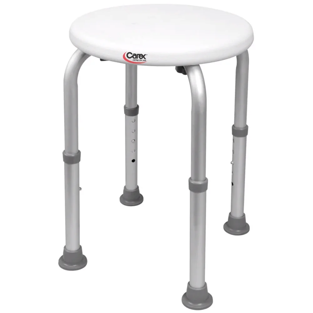 

Compact Round Shower Stool for Bathtub and Small Showers with Adjustable Height Legs Shower Seat Bathroom Chair