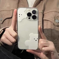 cute cartoon bear soft clear phone case for iphone 13 pro max 11 12 mini shockproof tpu cover for iphone 7 plus 8 se 2 xr x xs