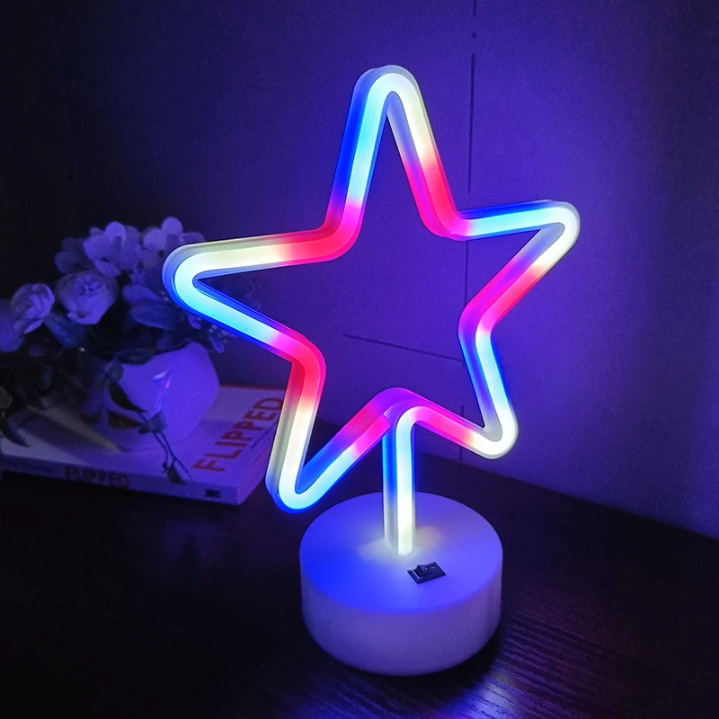 Светодиодные неоновые лампы с подставкой ночник на батарейках декоративная