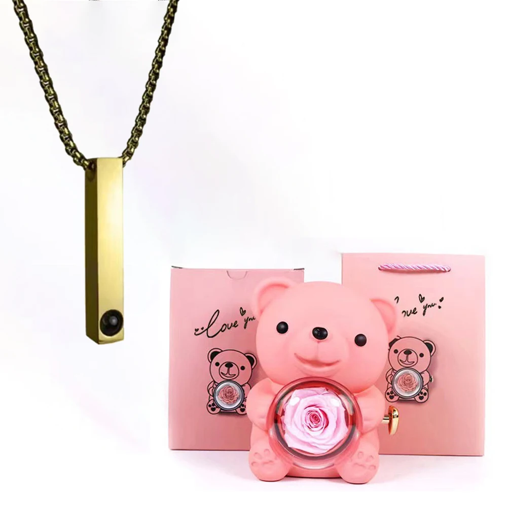 Ожерелье С Геометрическим Прямоугольным Кулоном И Розой 100-язычная Проекция