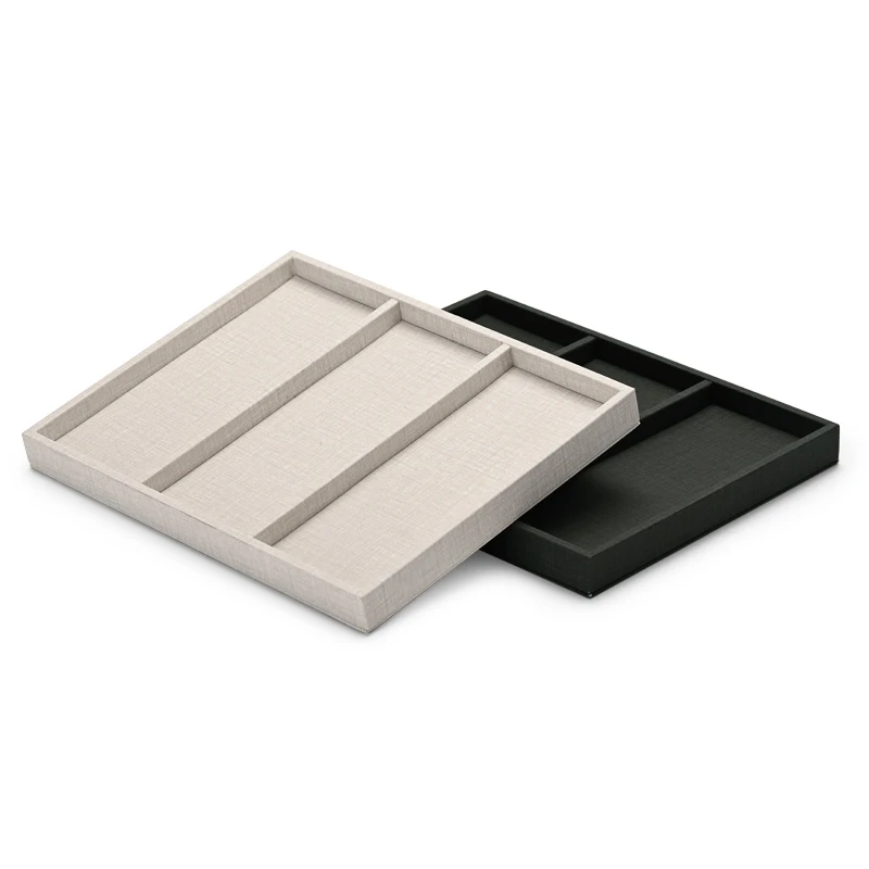 Oirlv PU Leather 3 Grid Necklace bracelet Display Tary 25*20*2.5CM Multi-Directional Jewelry Counter Display Stand Jewelry Props