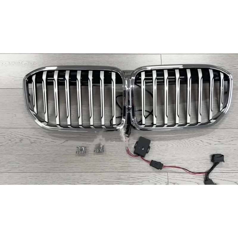 Фото Светящаяся серебристая решетка радиатора для BMW 7 серии G12 2019-2022, модифицированная с LED-подсветкой, автомобильные аксессуары №1