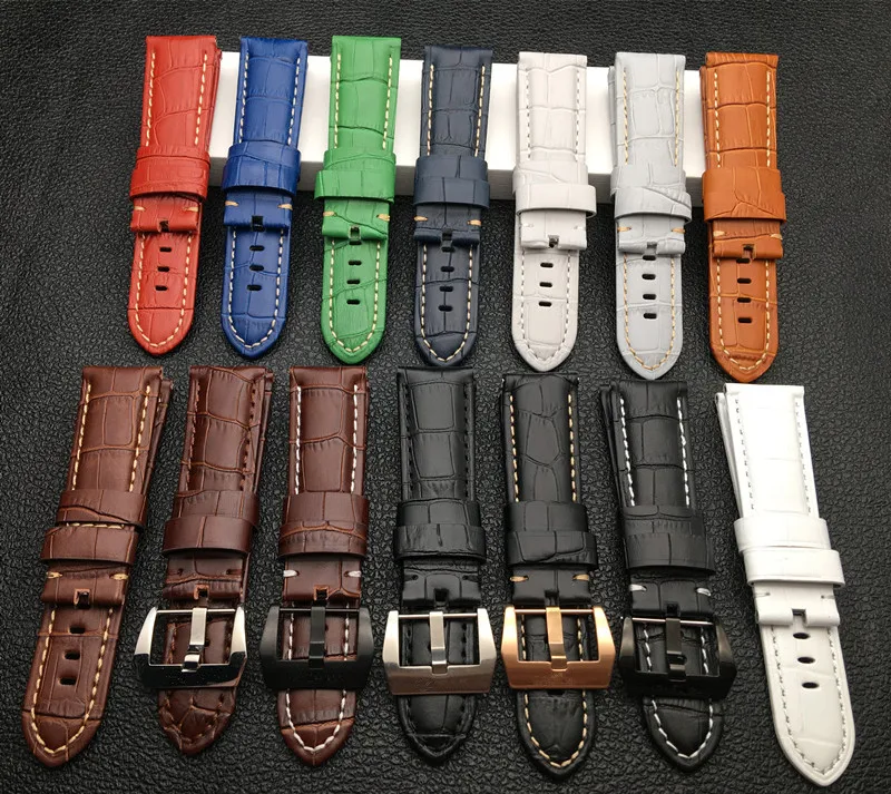 

Ремешок для часов Panerai, браслет из итальянской бамбуковой кожи с пряжкой, черный коричневый синий зеленый серый белый, 22 мм 24 мм 26 мм