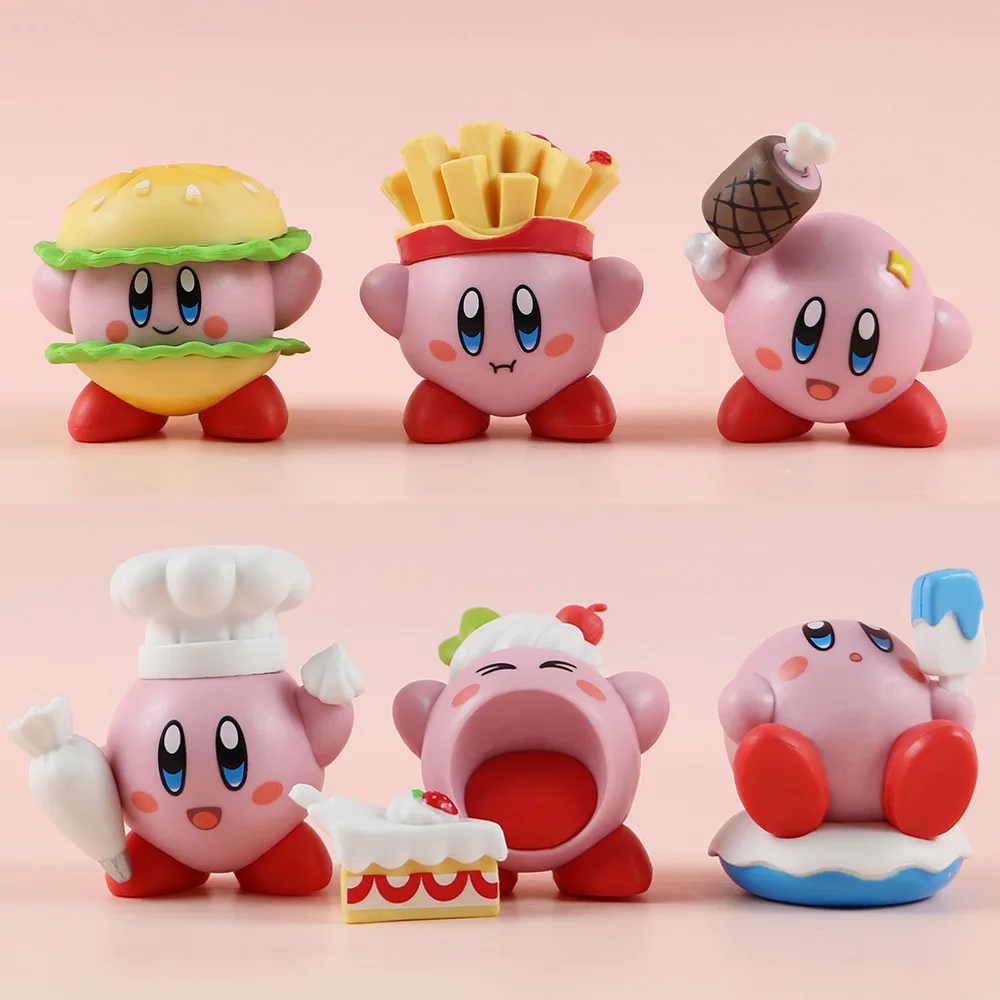 

6Pcs Set Anime Kirby Cosplay Gourmet Series Hamburger French Action Figures Pvc Model Toy Collection Ornaments Christmas Giftst