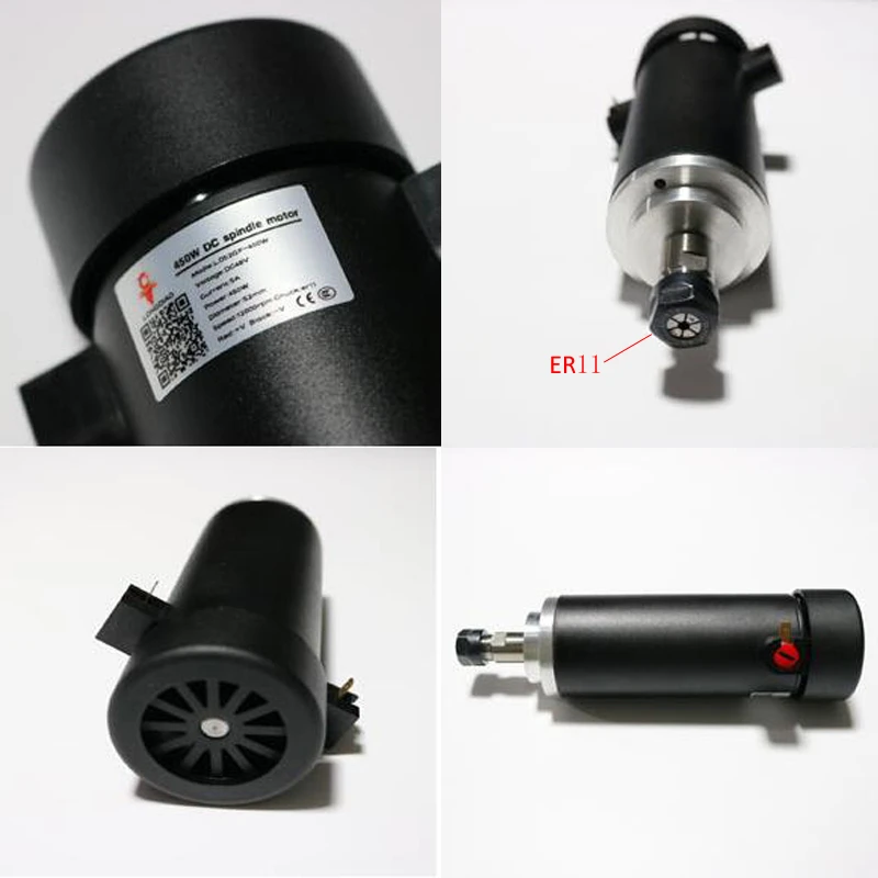 Шпиндельный двигатель постоянного тока 450 Вт высокая скорость 12000 об/мин и способ