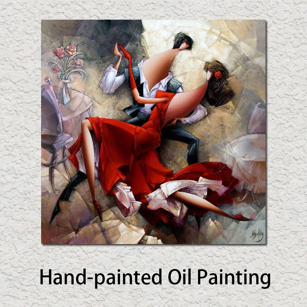 Абстрактное современное художественное полотно танцоры фламенко ручная работа