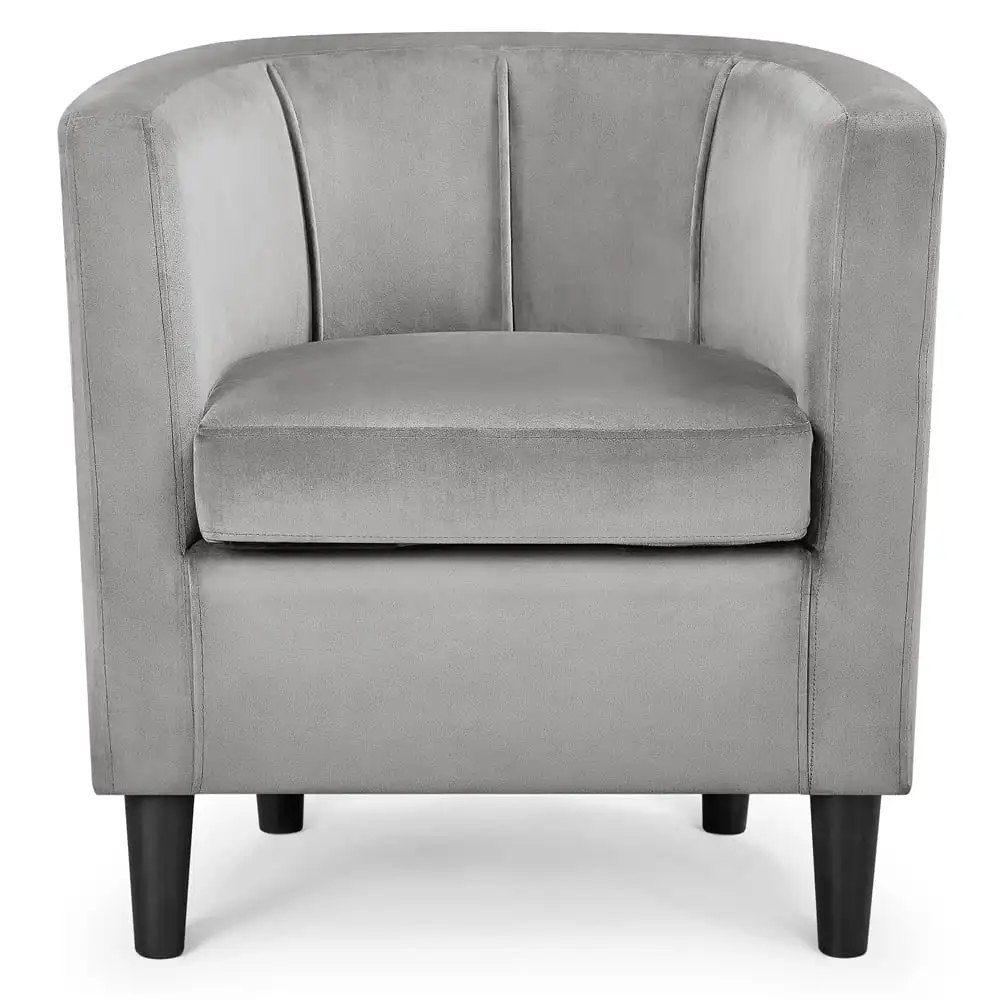 

Alden Design Contemporary Barrel Accent Arm Chair, Gray Velvet furniture loveseat sofa
