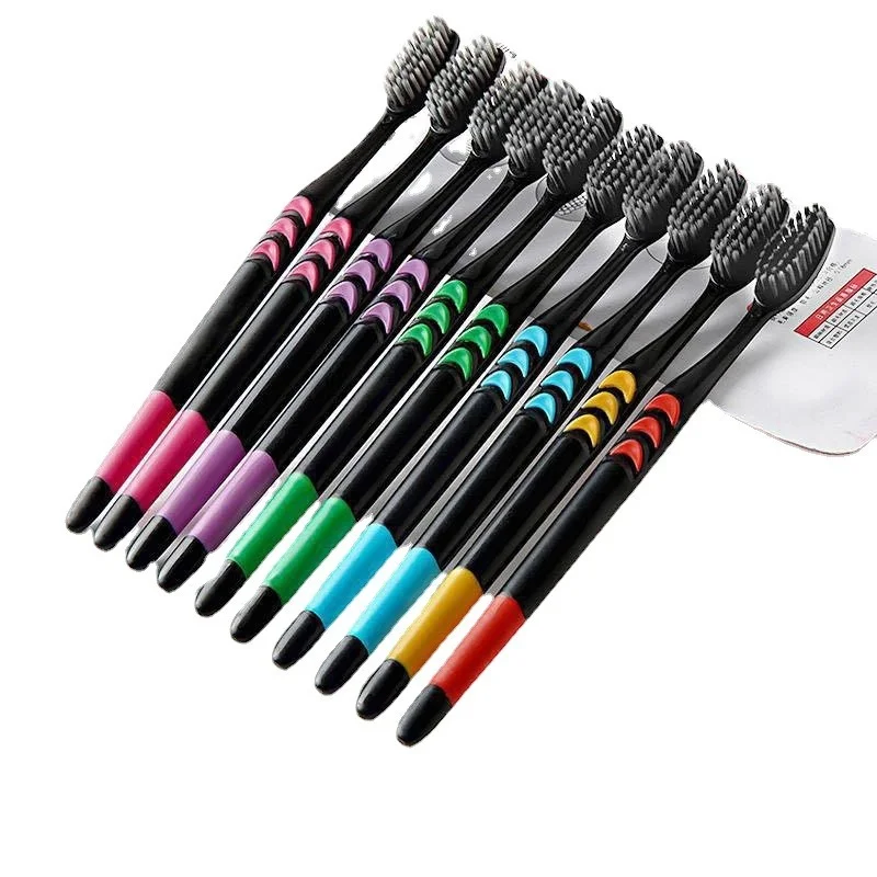 

10PC Personal Environmental Bamboo Charcoal Toothbrush for Oral Health Low Carbon Medium Soft Bristle Wooden Handle Toothbrush