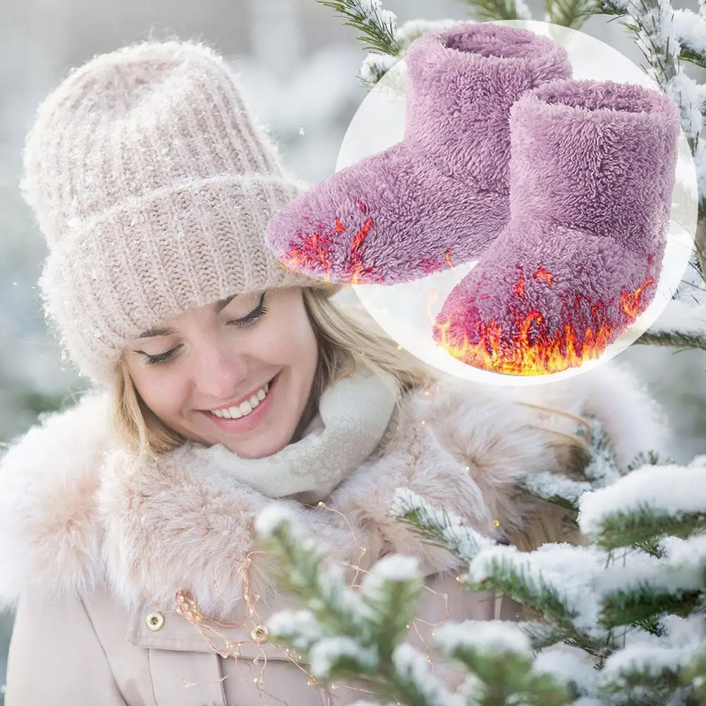 

Супер уличные дорожные мягкие зимние теплые ботинки с Usb подогревом обувь с зарядкой ног электрическая плюшевая удобная для женщин и мужчин была W5y9