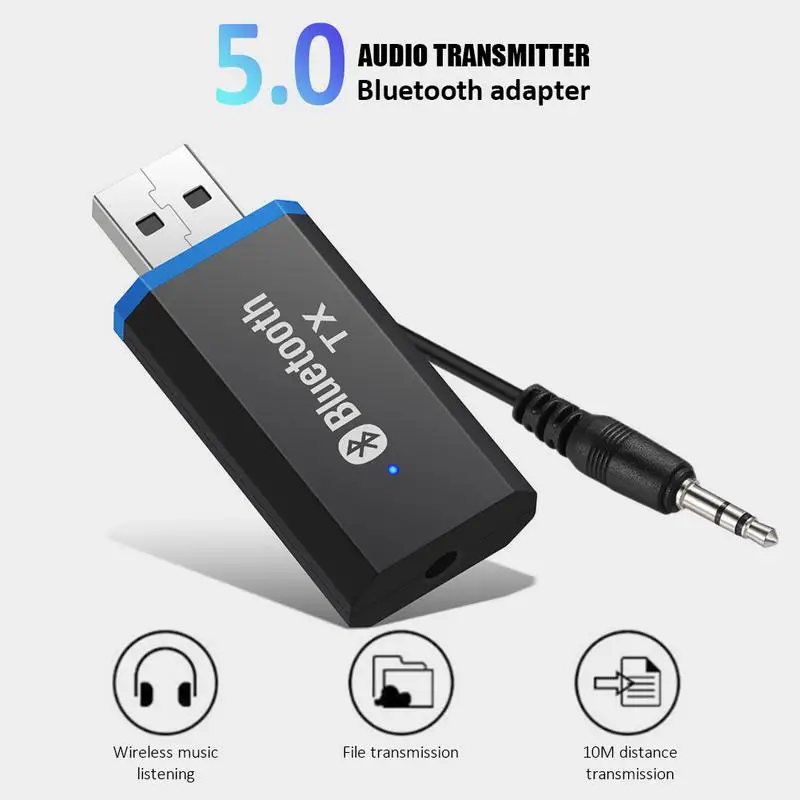 

Wireless Audio Transmitter Receiver 2 In 1 Adapter With 3.5mm Cable For Car TV Earphone Speaker Aux Blue-tooth-Compatible 5.0