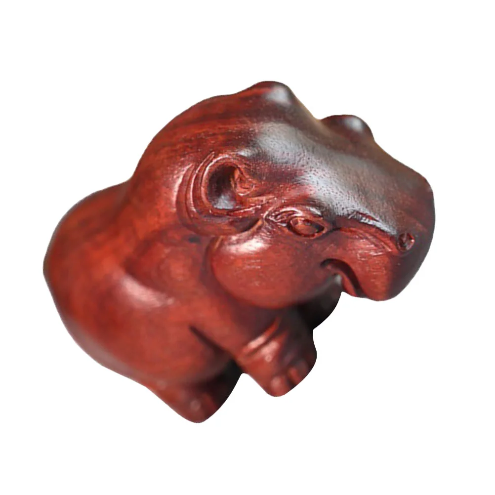 

Delicate Wooden Carving Hippo Statue Unique Vintage Hippo Craft Home Ornament