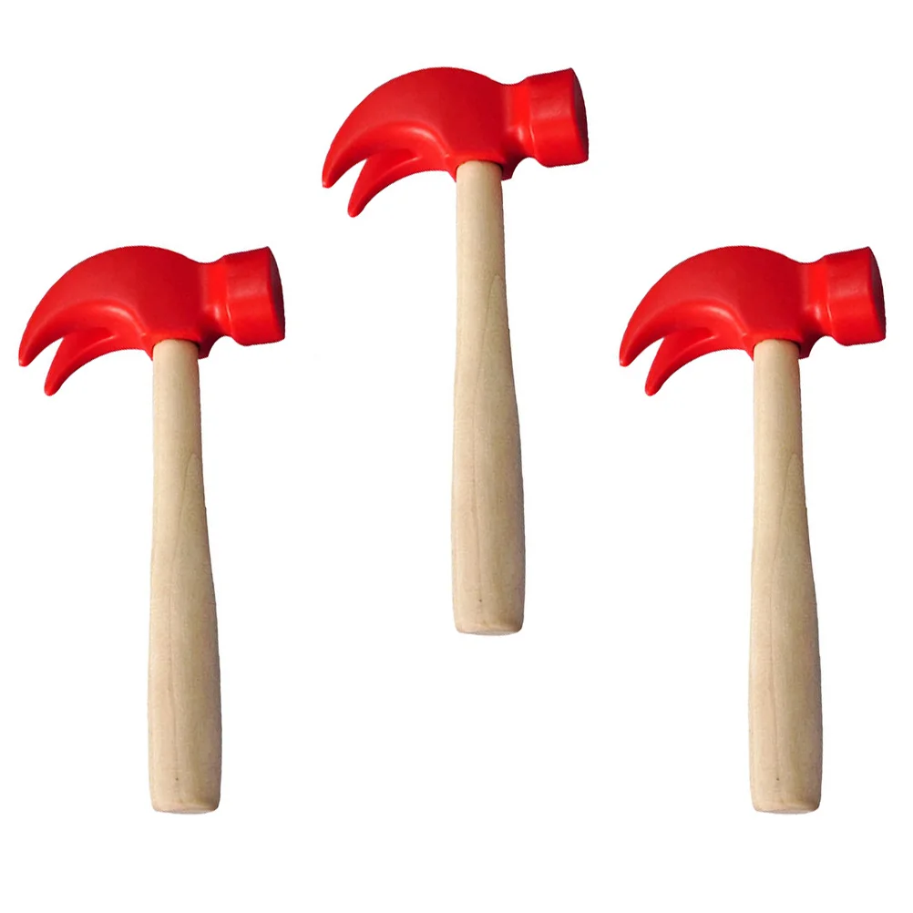 

3 Pcs Handle Children Toy Small Wooden Hammer Toys Kids Accessories Plaything Toy's