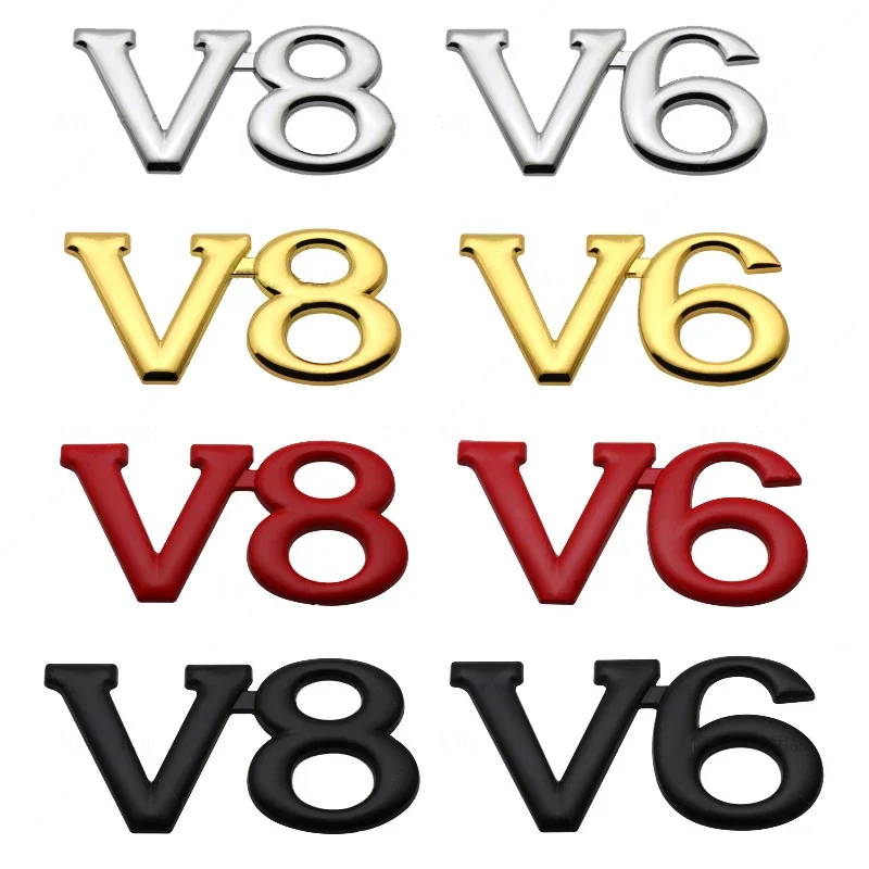 Универсальная эмблема автомобиля V6 V8 наклейка на задний багажник для Audi KIA Mazda