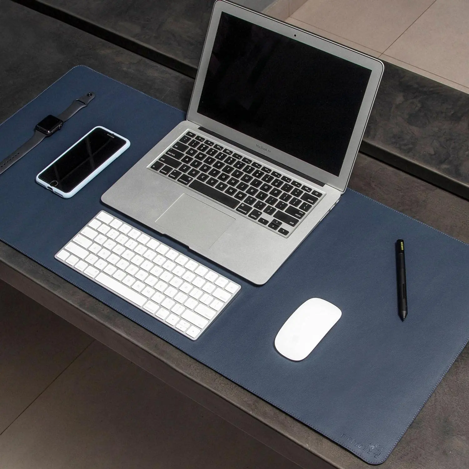 

For Desk Pad Mousepad Minimalista Grande 90x40 Couro Sintético Lindo Midnight Blue