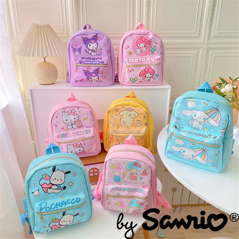 

2023 New Sanrio Hello Kitty Kuromi Cinnamoroll Cartoon Backpack Shoulders Bag Anime Kawaii Cute Creative Children Summer Outdoor