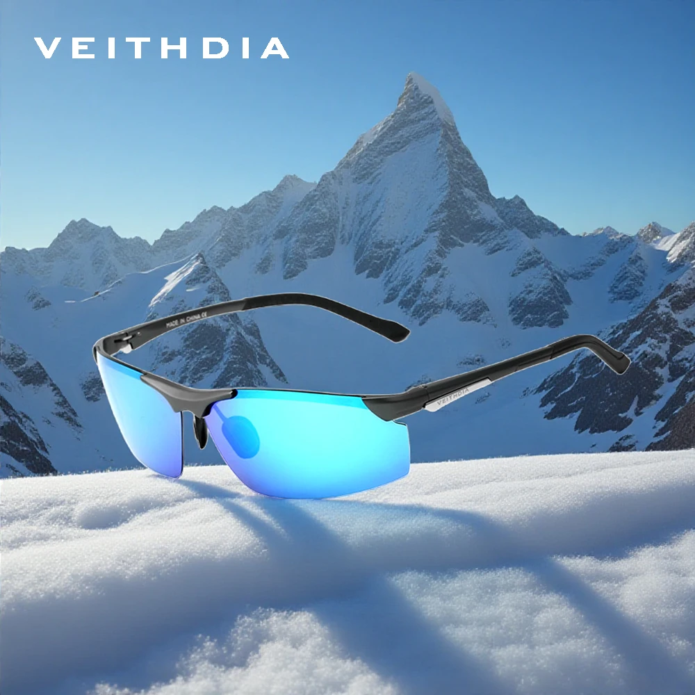 Фото Солнцезащитные очки VEITHDIA с алюминиево-магниевой оправой, поляризационные, с защитой от УФ400, без оправы, для мужчин, модель VT06511 №1