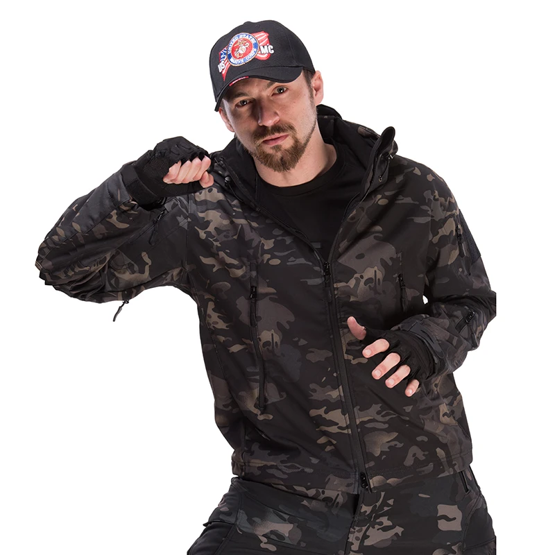 

HAN WILD Soft Shell Jacket Warm Windbreaker Men Clothing Waterproof Hunting Military Tactical Jackets Big Size Camouflage Jacket