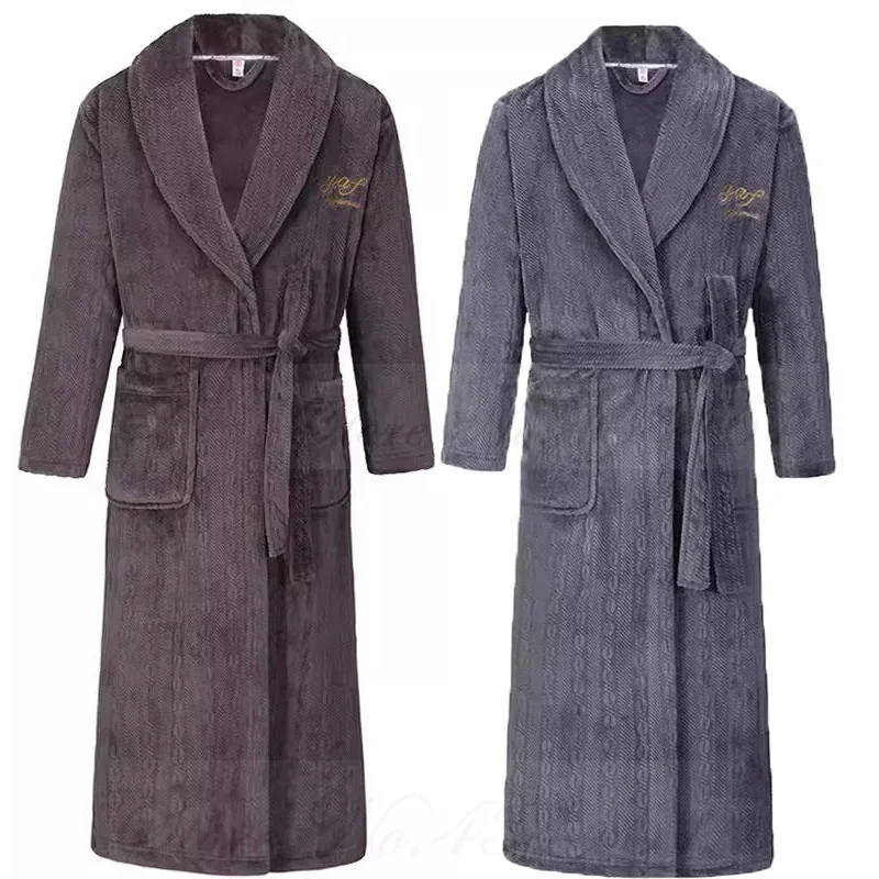 Зимний фланелевой длинный халат для пар теплая толстая одежда сна из кораллового