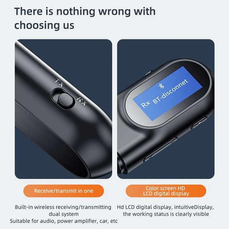 2 в 1 Bluetooth 5 0 аудио передатчик приемник ЖК-дисплей 3 мм AUX USB беспроводной адаптер