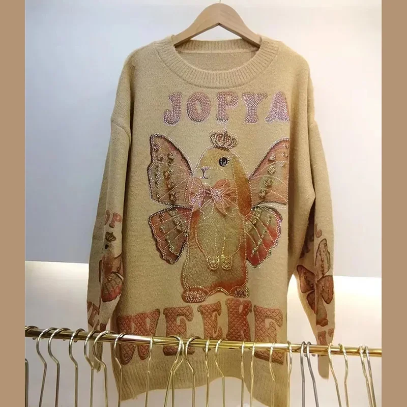 Большой размер сверхпрочный свитер с вышивкой в европейском стиле женский