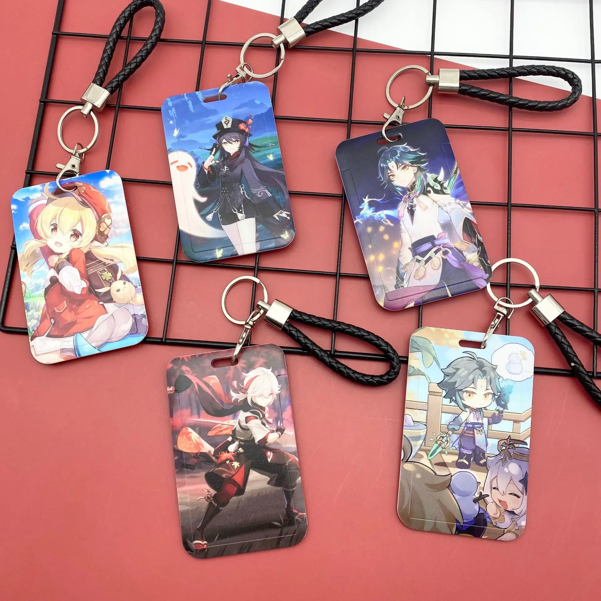 

Anime Game Genshin Impact Student Card Set Campus Card Double-Sided Cute Cartoon Id Card With Lanyard Access Card Cover