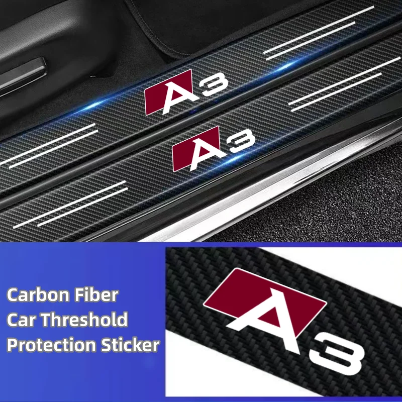 

Carbon Fiber Protector Strip Sticker Auto Door Sill Protection Tape For Audi A3 1996-2003 2004-2013 2014 2015 2016 2017 2018