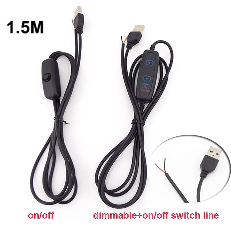 

DC 5V LED Dimmer USB Port Power Supply Line Dimming Color-matching Extension Cable With ON OFF Switch Adapter For LED Light Bulb